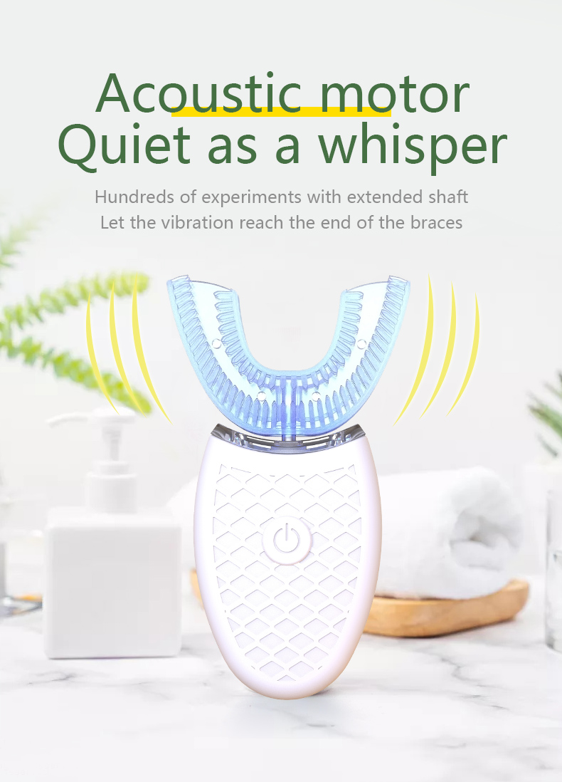 Teeth Whitening Blue Light - 지능형 U자형 칫솔 360도 소닉 전동