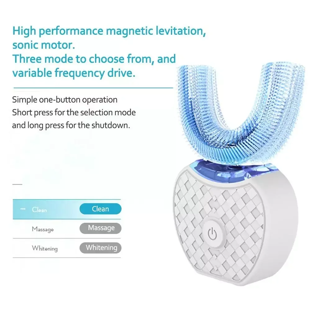 초음파 전동 칫솔 성인용, 자동 U자형 풀 마우스 36 - Teeth Whitening Blue Light 리뷰 및 가격