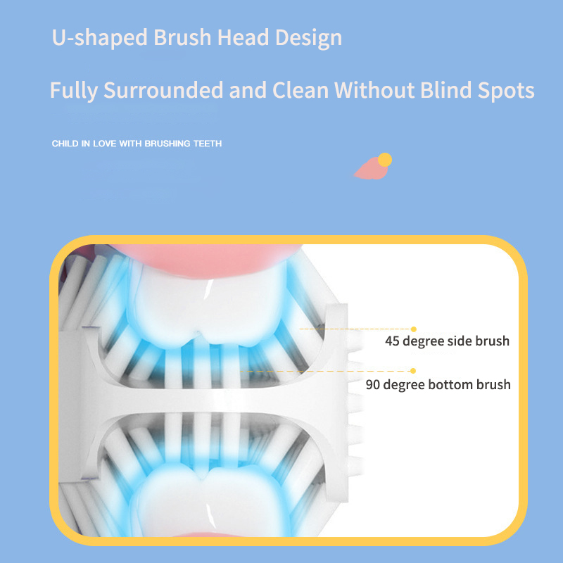 어린이용 U자형 음파 전동 칫솔, 만화 패턴, 360  - Teeth Whitening Blue Light 리뷰 및 가격