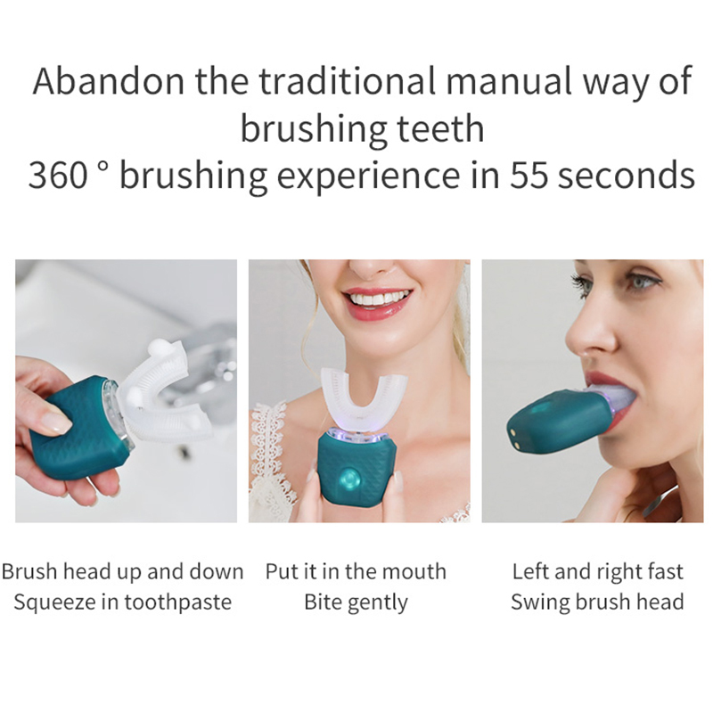 휴대용 U자형 전동칫솔, 초음파 360도 세척, 실리콘 - Teeth Whitening Blue Light 리뷰 및 가격