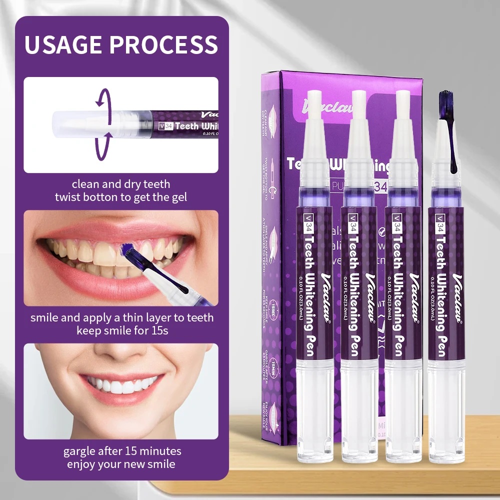 바츨라프 V34 퍼플 치아 미백 젤 펜, 얼룩 제거 및 - Teeth Whitening Near Me 리뷰 및 가격
